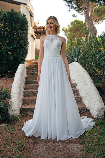 AMELIE BRIDAL, nieuwe trouwjurk met chiffon en kanten, boho/beach style