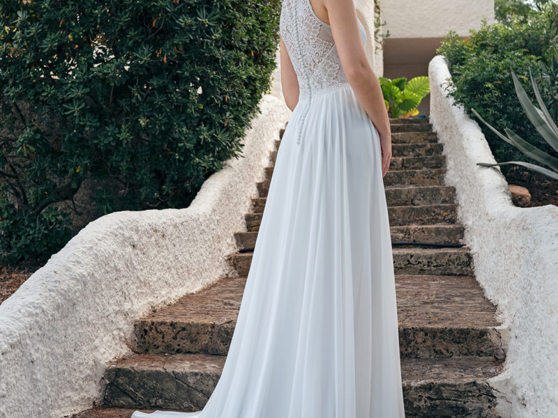 AMELIE BRIDAL, nieuwe trouwjurk met chiffon en kanten, boho/beach style