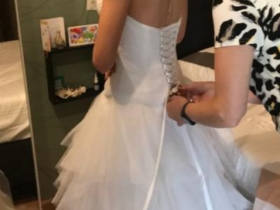 Strapless tule jurk met evt kanten bolero