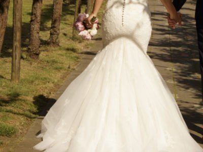 Mermaid dress met kant en open rug