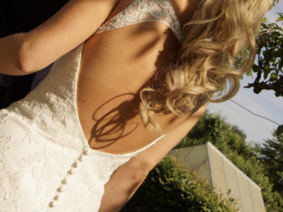 Mermaid dress met kant en open rug