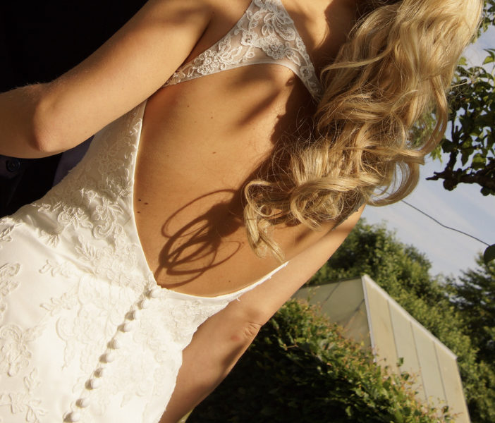 Mermaid dress met kant en open rug