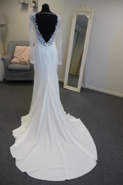 Sweetheart ivoor trouwjurk maat 10 met open rug en kant (nieuw en ongedragen)