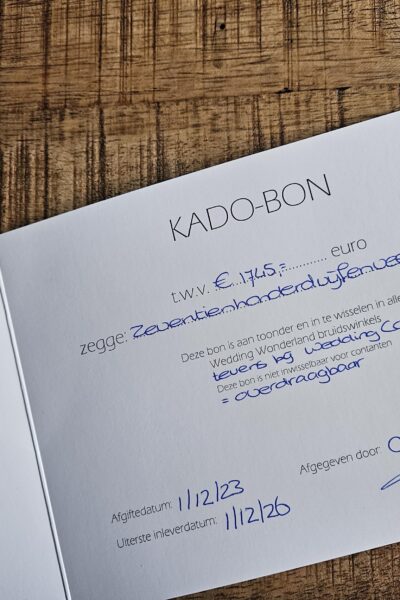 Kadobon voor bruidsjapon