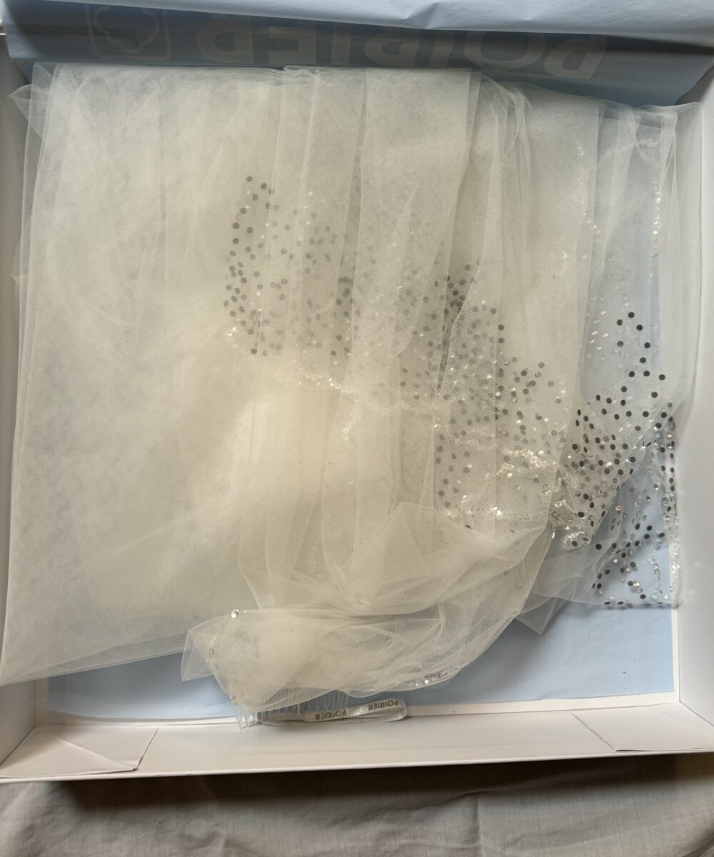 Poirier Veil soft ivory 210cm strass