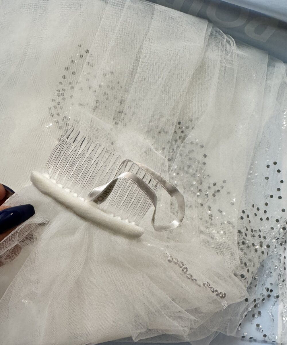 Poirier Veil soft ivory 210cm strass
