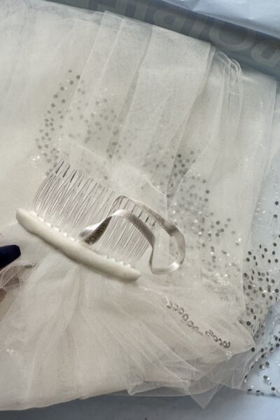 Poirier Veil soft ivory 210cm strass