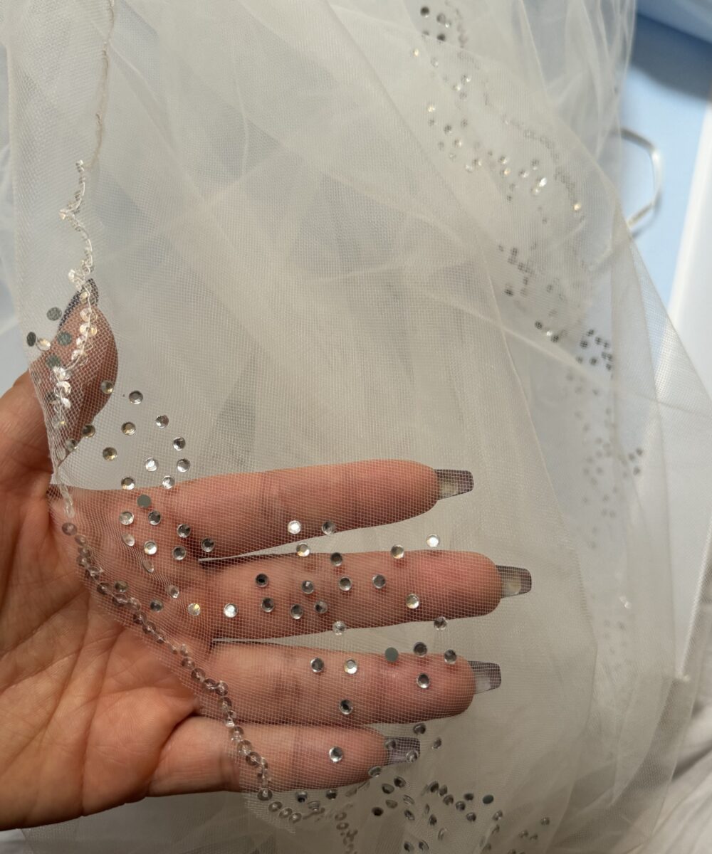 Poirier Veil soft ivory 210cm strass