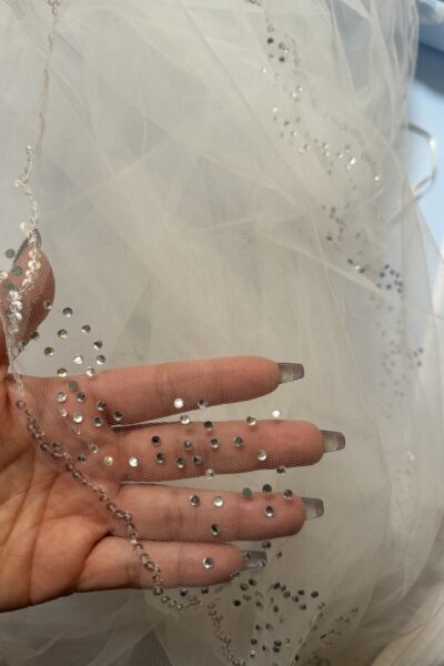 Poirier Veil soft ivory 210cm strass