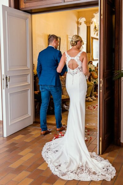 zeemeermin trouwjurk in stretch crêpe