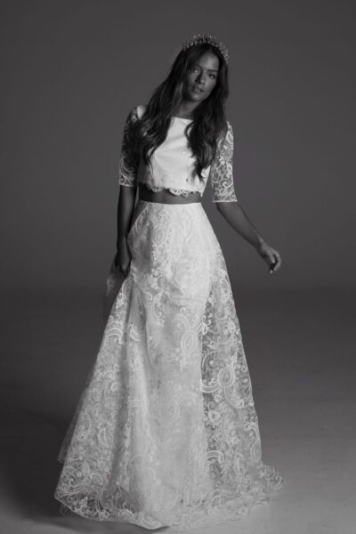 2 piece wedding dress by French designer Rime Arodaky