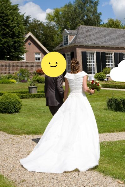 Designer trouwjurk ivoor, maat 36