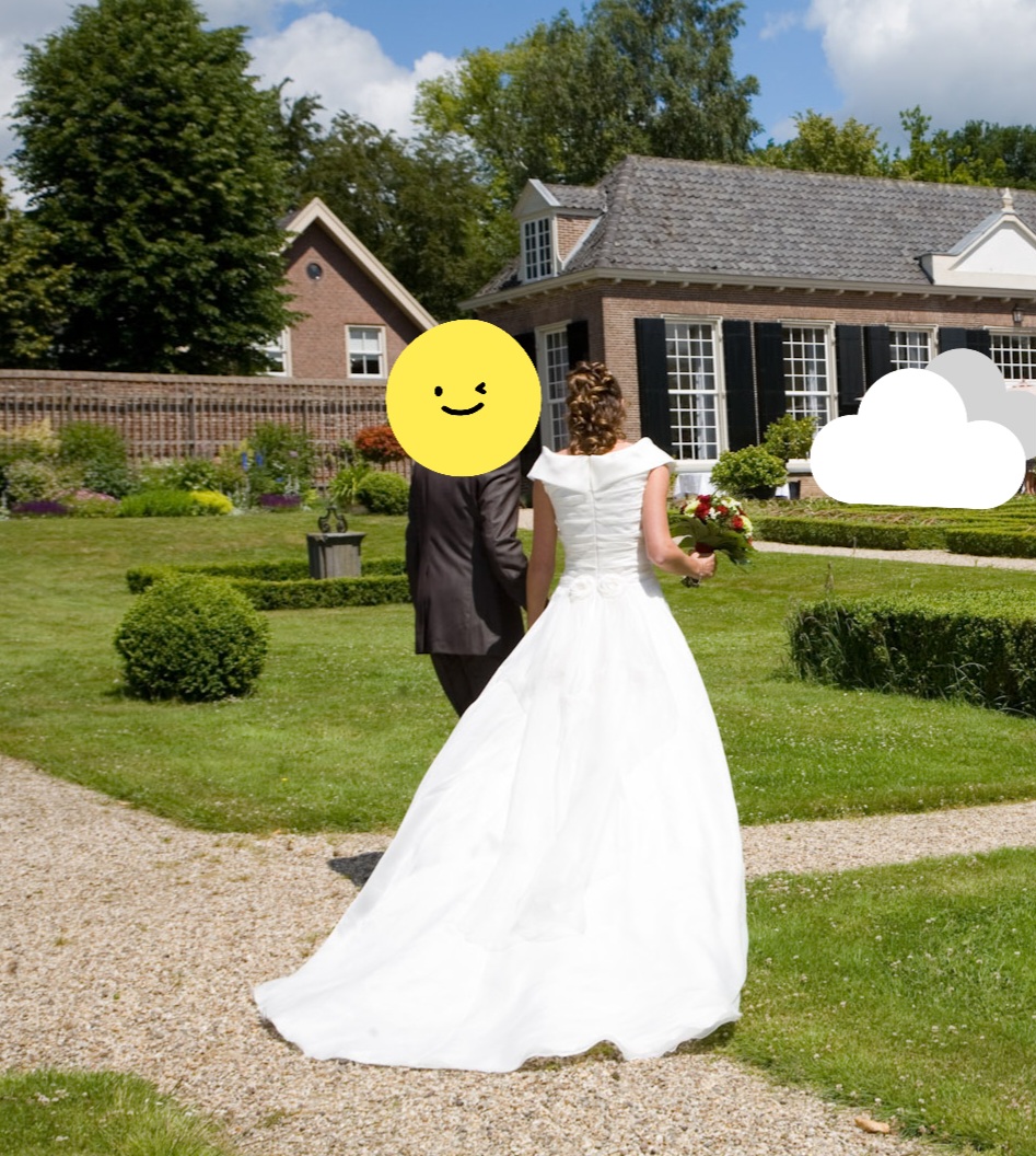 Designer trouwjurk ivoor, maat 36
