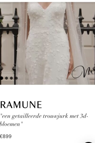 Getailleerde jurk met borduursel en 3D bloemen