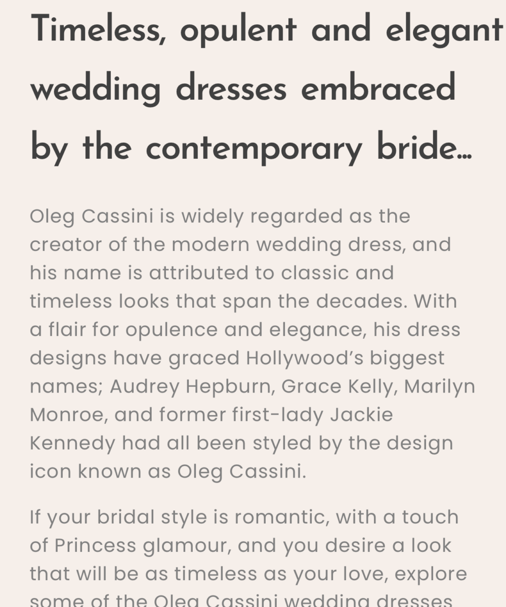 Oleg Cassini wedding dress