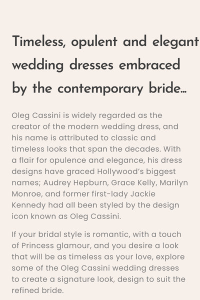 Oleg Cassini wedding dress