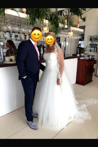 Prachtige witte bruidsjurk voor een echte prinses