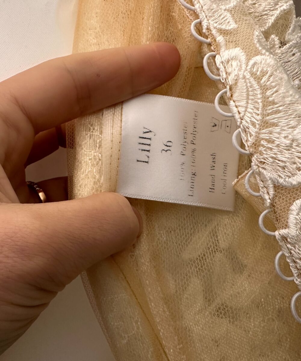 Illusion Lace Wedding Dress – High Neck, A-Line, Ivory - Size 36