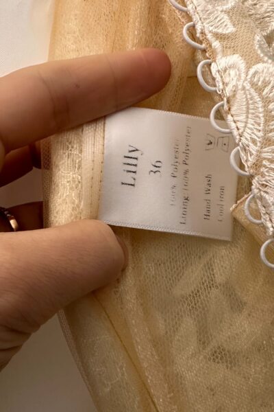 Illusion Lace Wedding Dress – High Neck, A-Line, Ivory - Size 36