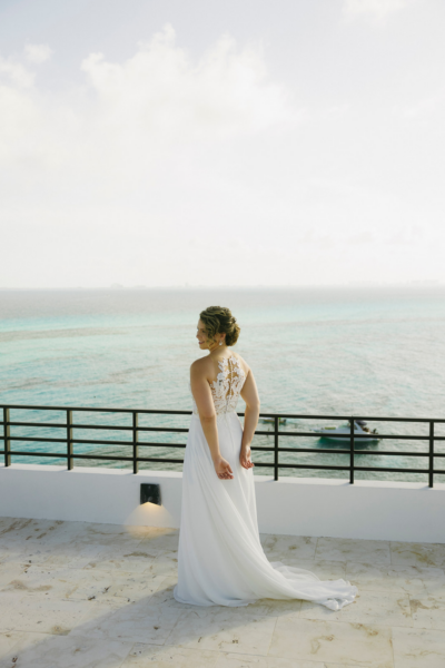 Illusion Lace Wedding Dress – High Neck, A-Line, Ivory - Size 36