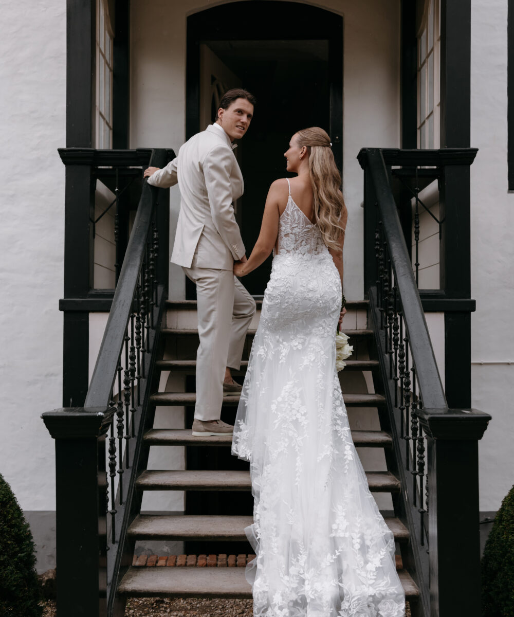 Mermaid trouwjurk+ lange sluier in perfecte staat