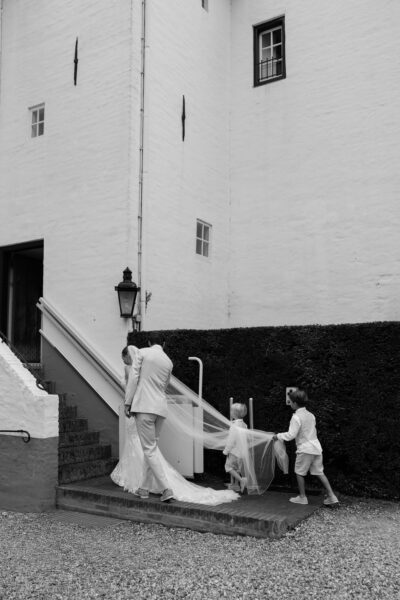 Mermaid trouwjurk+ lange sluier in perfecte staat