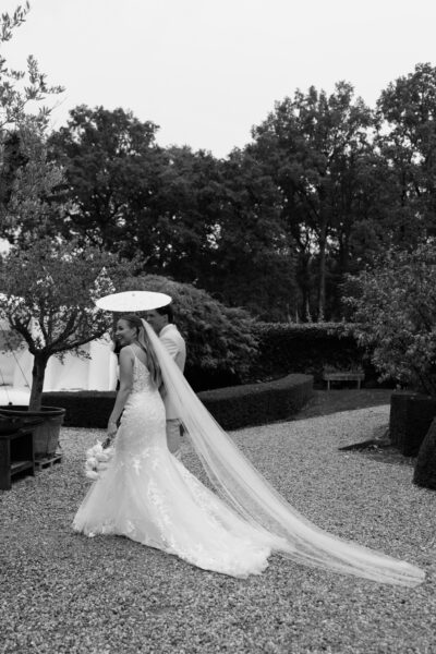 Mermaid trouwjurk+ lange sluier in perfecte staat