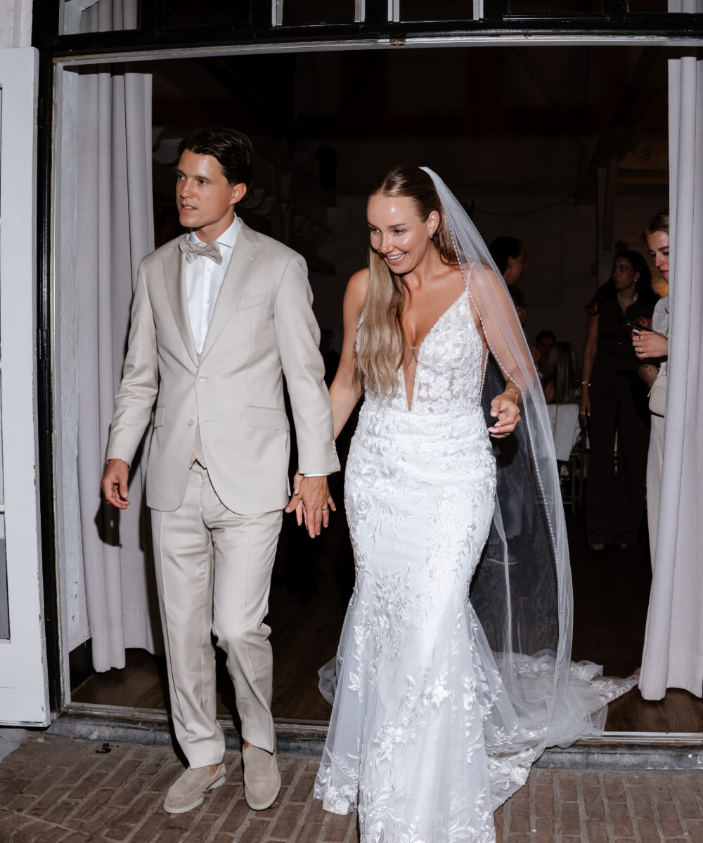 Mermaid trouwjurk+ lange sluier in perfecte staat