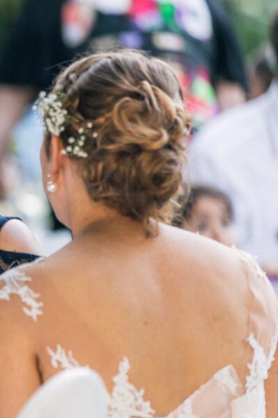 Elegante trouwjurk met kanten top, blush ondertoon én bijpassende onderjurk