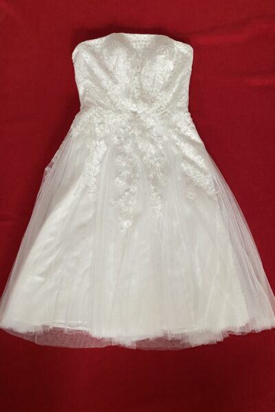 Trouwjurk mt 34/36 strapless kort Assepoester