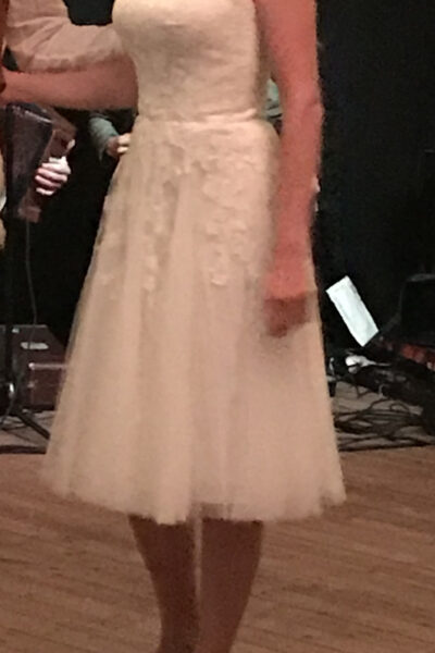 Trouwjurk mt 34/36 strapless kort Assepoester