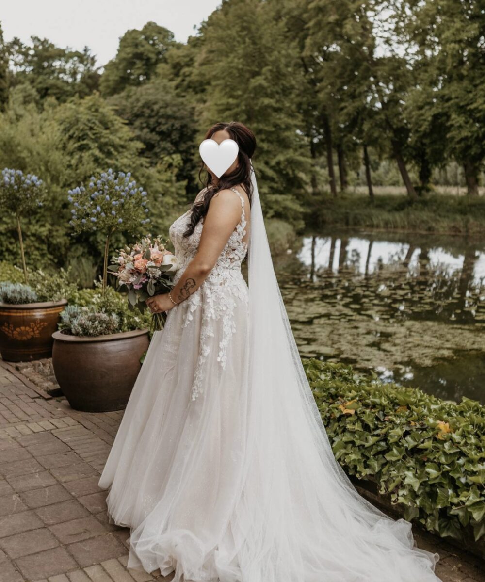 Trouwjurk Ivory/Nude met kant en glitters