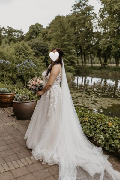 Trouwjurk Ivory/Nude met kant en glitters