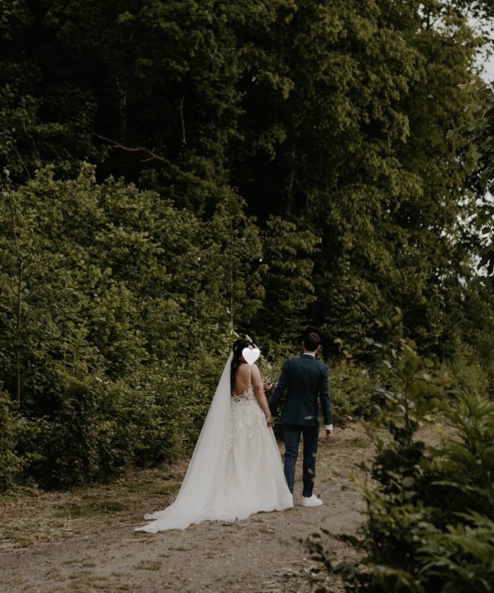 Trouwjurk Ivory/Nude met kant en glitters