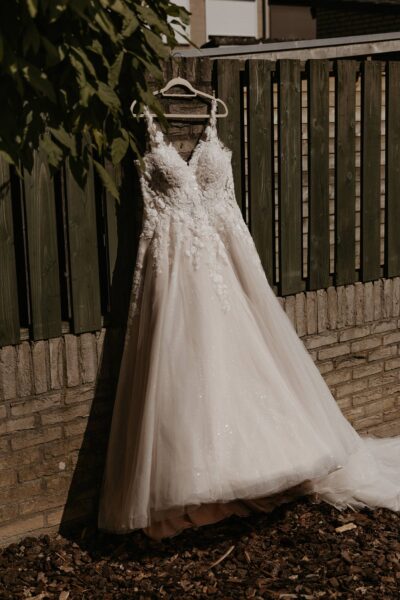 Trouwjurk Ivory/Nude met kant en glitters