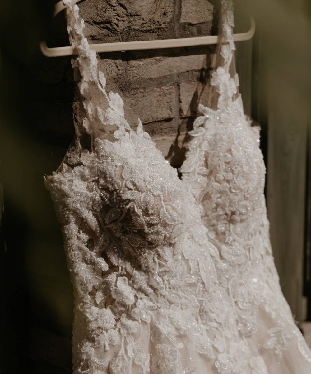 Trouwjurk Ivory/Nude met kant en glitters