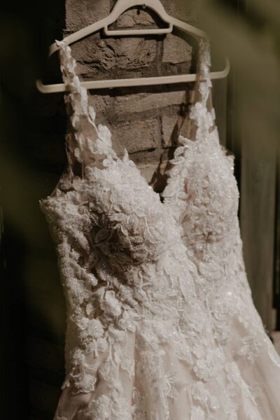 Trouwjurk Ivory/Nude met kant en glitters