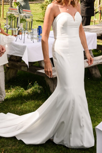 Strapless trouwjurk maat s, gebroken wit