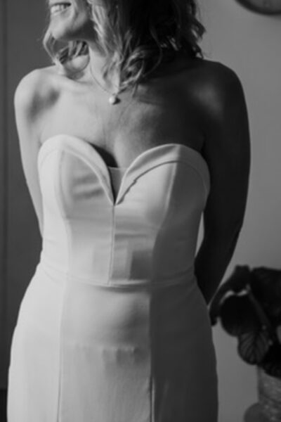 Strapless trouwjurk maat s, gebroken wit