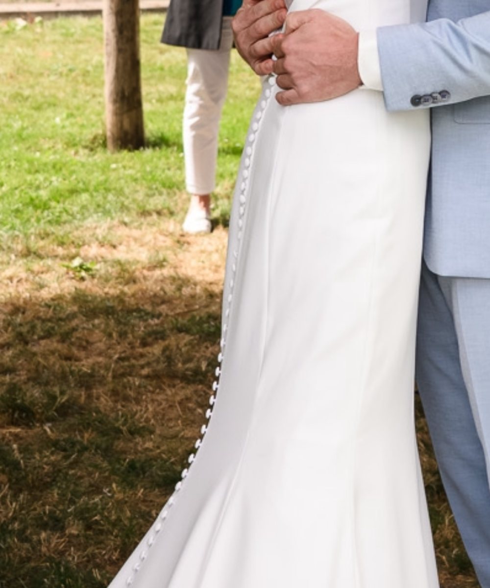 Strapless trouwjurk maat s, gebroken wit