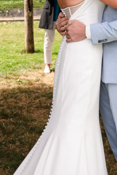 Strapless trouwjurk maat s, gebroken wit