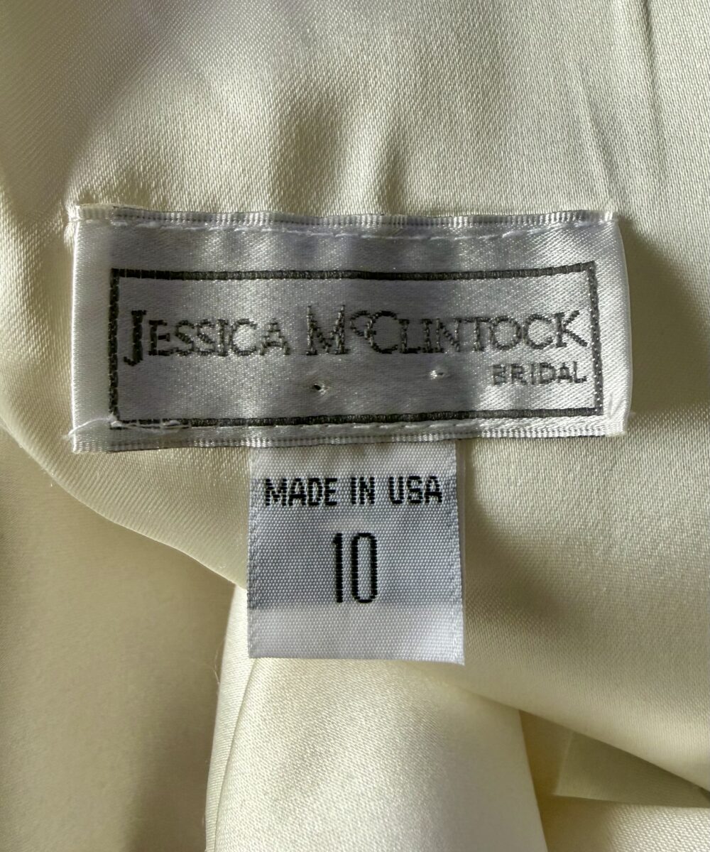 Vintage 1998 Jessica McClintock Full-Length Shift Dress – Sheer Lace & Pearl Detail