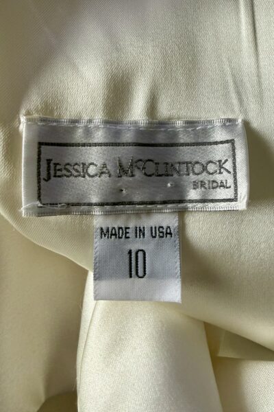 Vintage 1998 Jessica McClintock Full-Length Shift Dress – Sheer Lace & Pearl Detail