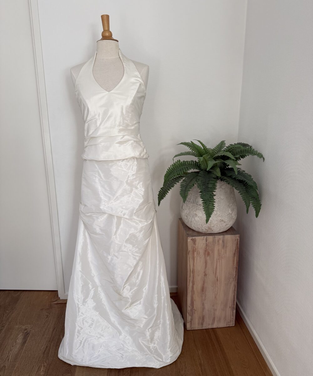 Halterjurk taftzijde ivoor 38