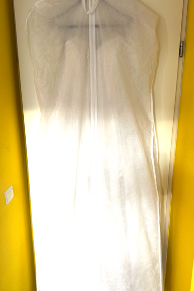 Franse kanten op maat gemaakte trouwjurk in maat 40