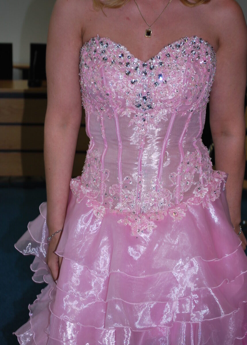 Unieke Roze trouwjurk met korset