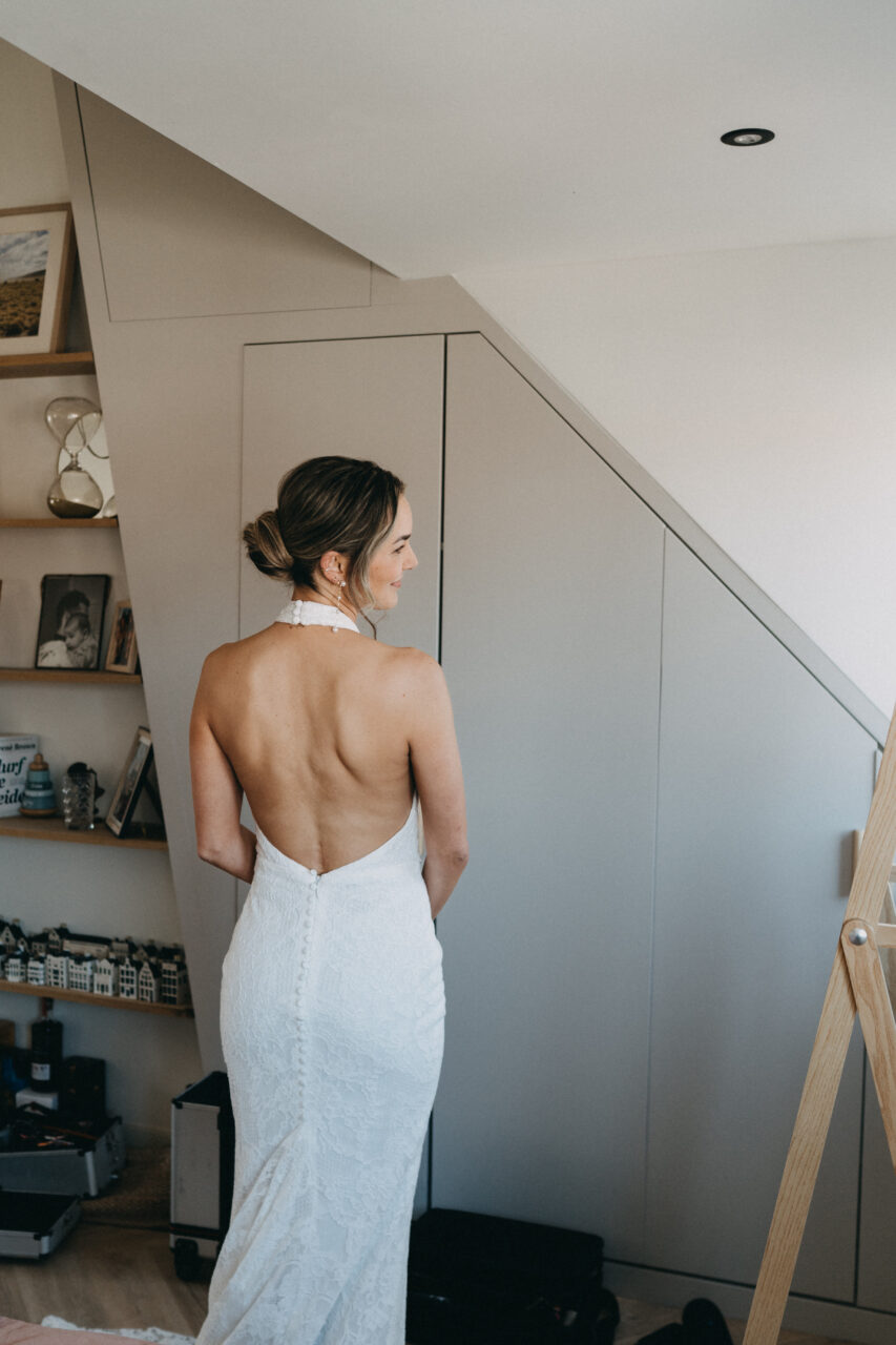 Made with Love Hallie trouwjurk – maat 36 – inclusief parelsluier & Lace Tie