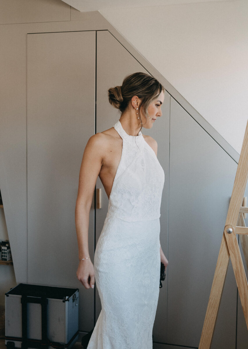 Made with Love Hallie trouwjurk – maat 36 – inclusief parelsluier & Lace Tie