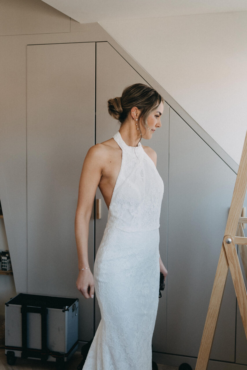 Made with Love Hallie trouwjurk – maat 36 – inclusief parelsluier & Lace Tie
