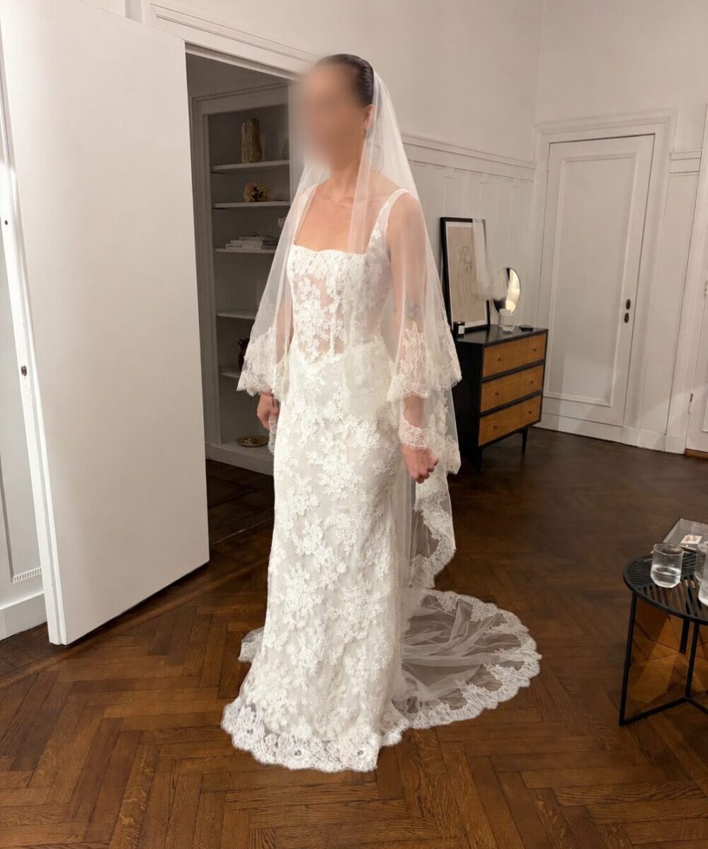 Designer (kanten) Trouwjurk FLORA en Sluier